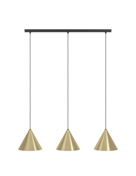Lámpara colgante 3 luces cónicas NARICES, diseño New Nordic, negro/latón, E27 (no incl.) 920×1100×220 mm