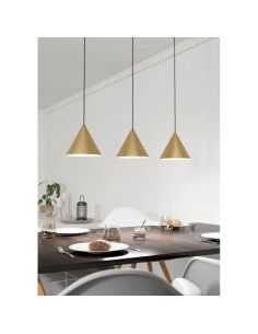 Lámpara colgante 3 luces cónicas NARICES, diseño New Nordic, negro/latón, E27 (no incl.) 920×1100×220 mm 2