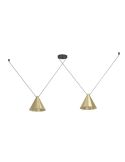 Suspension NARICES-1 à 2 lumières coniques, laiton brossé et noir, design néo-nordique, E27 (ampoule non incluse)