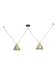 Lámpara colgante 2 luces cónicas NARICES-1, latón cepillado y negro, diseño New Nordic, E27 (no incl.)