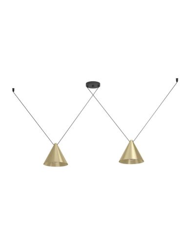 Lámpara colgante 2 luces cónicas NARICES-1, latón cepillado y negro, diseño New Nordic, E27 (no incl.)