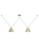 Lámpara colgante 2 luces cónicas NARICES-1, latón cepillado y negro, diseño New Nordic, E27 (no incl.)
