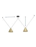 Lámpara colgante 2 luces cónicas NARICES-1, latón cepillado y negro, diseño New Nordic, E27 (no incl.)