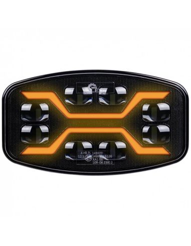 Phare LED X-SPIDER avec feux de route, feux de position et stroboscope ambre L3436 12–24V R65, R148, R149