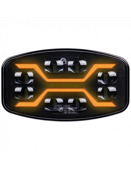 Faro LED X-SPIDER con luz de carretera, posición y estrobo ámbar L3436 12–24V R65, R148, R149