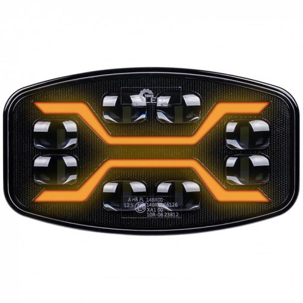 Phare LED X-SPIDER avec feux de route, feux de position et stroboscope ambre L3436 12–24V R65, R148, R149