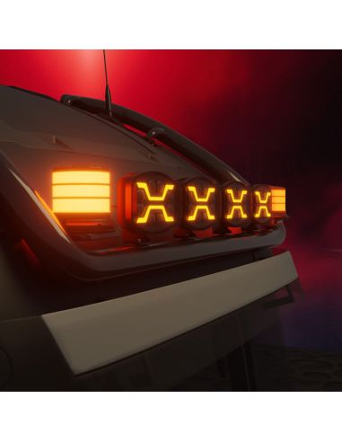 Detalle Faro LED X-SPIDER con luz de carretera, posición y estrobo ámbar L3436 12–24V R65, R148, R149