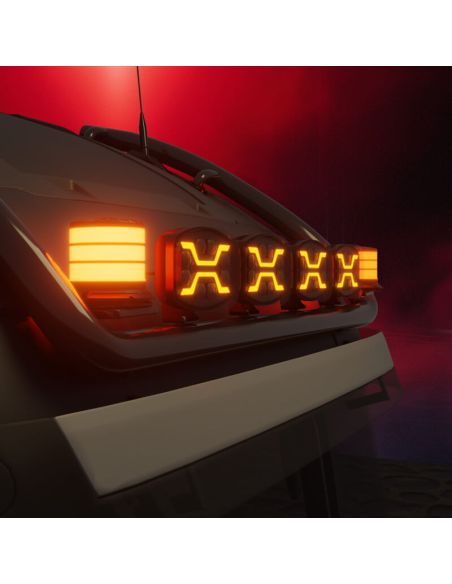 Detalle Faro LED X-SPIDER con luz de carretera, posición y estrobo ámbar L3436 12–24V R65, R148, R149