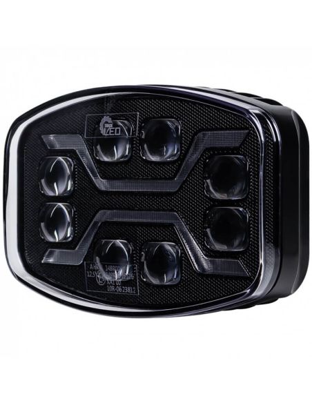 Phare LED X-SPIDER avec feux de route, feux de position et stroboscope ambre L3436 12–24V R65, R148, R149