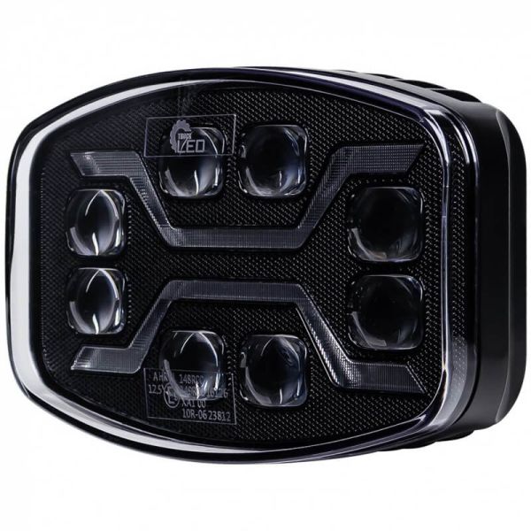 Faro LED X-SPIDER con luz de carretera, posición y estrobo ámbar L3436 12–24V R65, R148, R149