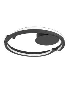 Plafón LED de techo negro MEZZOMONTE CCT 20W 2220Lm 2700-6500K, regulable con mando, Ø 480mm