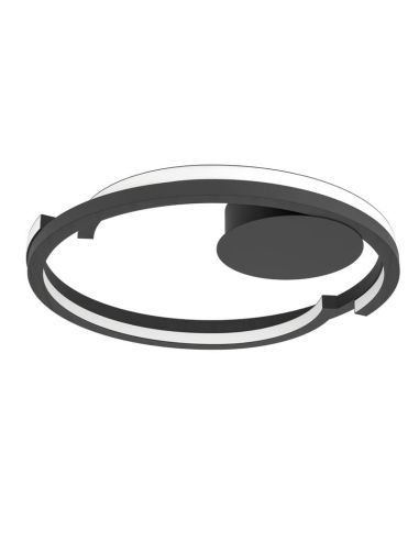 Plafón LED de techo negro MEZZOMONTE CCT 20W 2220Lm 2700-6500K, regulable con mando, Ø 480mm