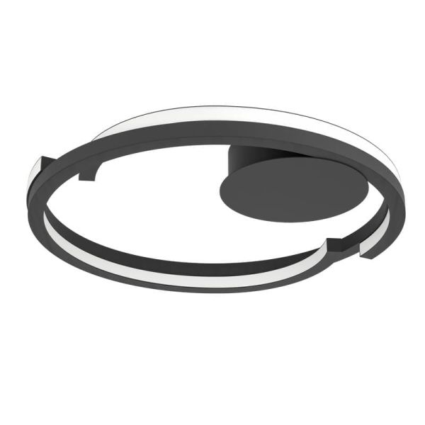 Luminária de teto LED MEZZOMONTE CCT 20W 2220lm 2700-6500K preta, dimerizável com controle remoto, Ø 480mm