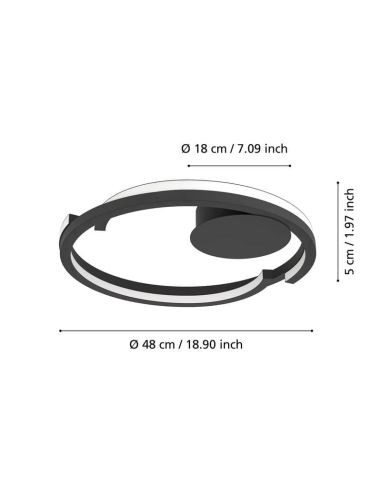 LED-Deckenleuchte schwarz MEZZOMONTE...