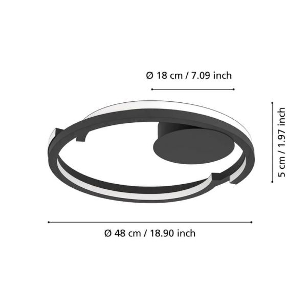 LED-Deckenleuchte schwarz MEZZOMONTE...