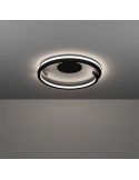 Luminária de teto LED MEZZOMONTE CCT 20W 2220lm 2700-6500K preta, dimerizável com controle remoto, Ø 480mm