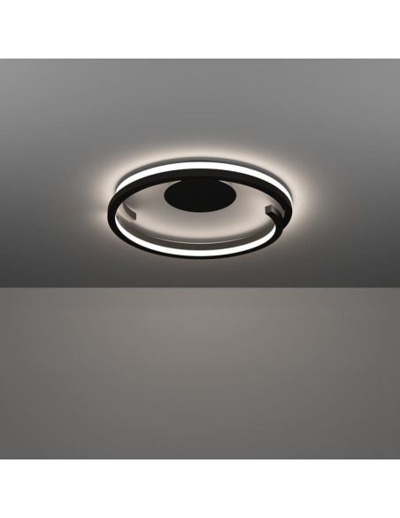 Luminária de teto LED MEZZOMONTE CCT 20W 2220lm 2700-6500K preta, dimerizável com controle remoto, Ø 480mm