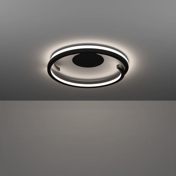 Plafón LED de techo negro MEZZOMONTE CCT 20W 2220Lm 2700-6500K, regulable con mando, Ø 480mm