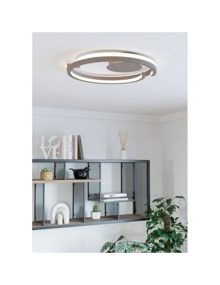 Plafón LED arena MEZZOMONTE regulable CCT 40W, 3200 lm, 2700-6500K con mando, Ø480 mm