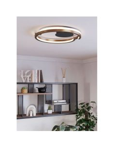 Plafonnier LED dimmable MEZZOMONTE CCT 20W, 2220 lm, 2700-6500K avec télécommande, noir et bronze, Ø480 mm 2