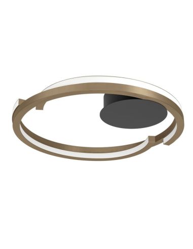 Plafón LED MEZZOMONTE regulable CCT 20W, 2220 lm, 2700-6500K con mando, negro y bronce, Ø480 mm