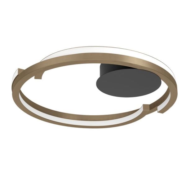Plafón LED MEZZOMONTE regulable CCT 20W, 2220 lm, 2700-6500K con mando, negro y bronce, Ø480 mm