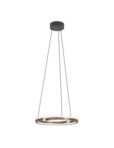 Luminária pendente LED MEZZOMONTE, dimerizável, CCT 20W, 2220 lúmens, 2700-6500K com controle remoto, preto e bronze, Ø480 mm