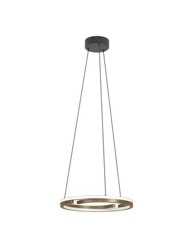 Luminária pendente LED MEZZOMONTE, dimerizável, CCT 20W, 2220 lúmens, 2700-6500K com controle remoto, preto e bronze, Ø480 mm