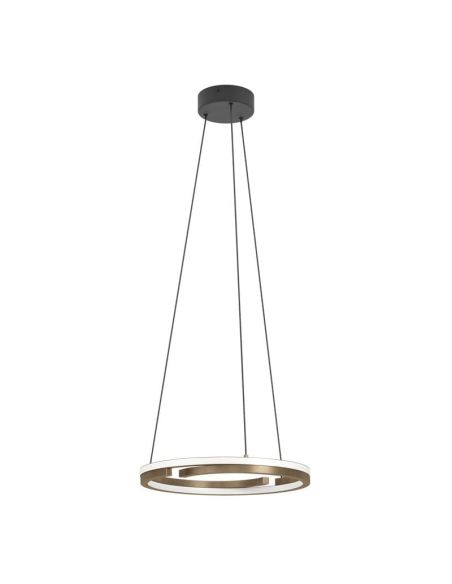 Luminária pendente LED MEZZOMONTE, dimerizável, CCT 20W, 2220 lúmens, 2700-6500K com controle remoto, preto e bronze, Ø480 mm