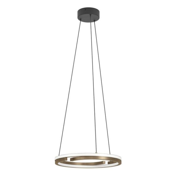 Luminária pendente LED MEZZOMONTE, dimerizável, CCT 20W, 2220 lúmens, 2700-6500K com controle remoto, preto e bronze, Ø480 mm