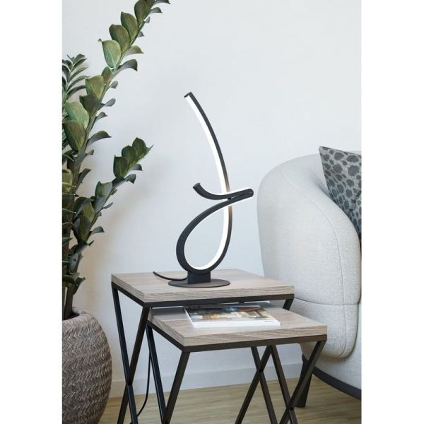 Luminária de mesa LED CARDONCITO, design em preto e branco, 12W, 1400 lúmens, temperatura de cor 2700/4000/6500K, 460 mm