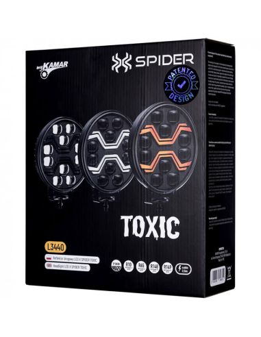 Caja Faro LED X-SPIDER TOXIC L3440 con luz de carretera, posición y estrobo ámbar 12–24V