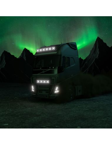 Camión con Faro LED X-SPIDER TOXIC L3440 con luz de carretera, posición y estrobo ámbar 12–24V