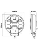 Medidas Faro LED X-SPIDER TOXIC L3440 con luz de carretera, posición y estrobo ámbar 12–24V