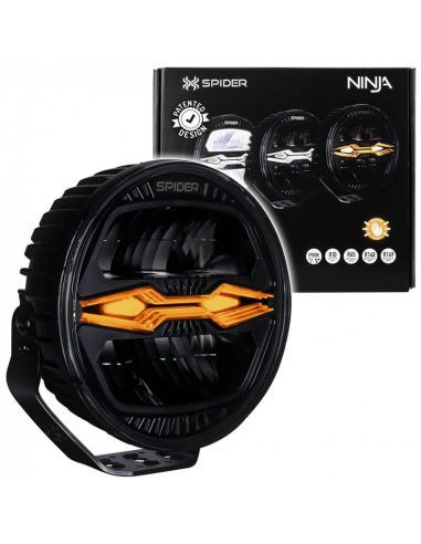 Phare rond à LED X-SPIDER NINJA 9" avec feux de route, feu de position et stroboscope ambre