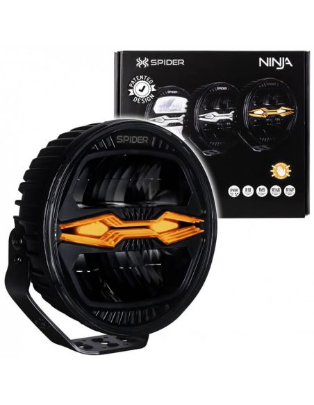 Faro LED X-SPIDER NINJA redondo 9” con luz de carretera, posición y estroboscopico ámbar