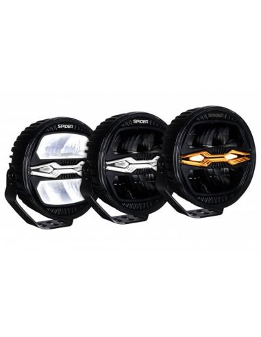 Faro LED X-SPIDER NINJA redondo 9” con luz de carretera, posición y estroboscopico ámbar