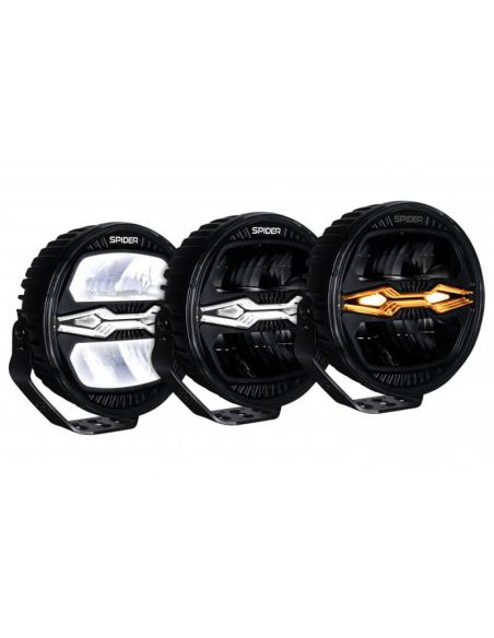 Faro LED X-SPIDER NINJA redondo 9” con luz de carretera, posición y estroboscopico ámbar