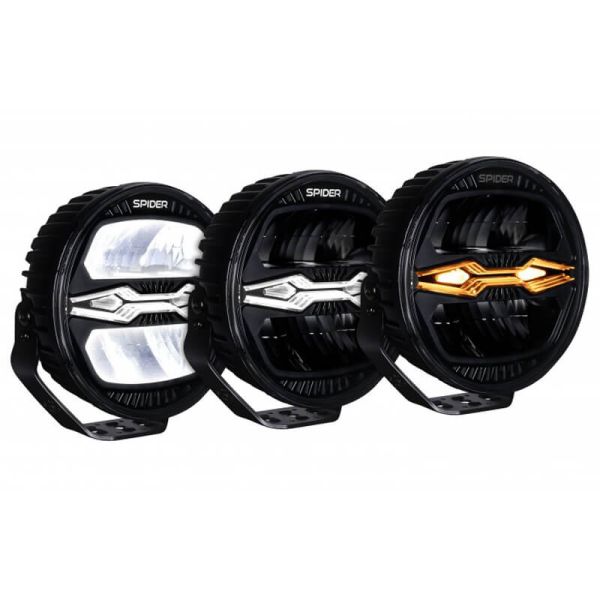 Faro LED X-SPIDER NINJA redondo 9” con luz de carretera, posición y estroboscopico ámbar