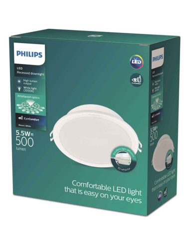 Downlight LED empotrable redondo MESON 5,5W 3000K/4000K/6500K 500/550Lm blanco, Ø90mm - corte Ø80mm