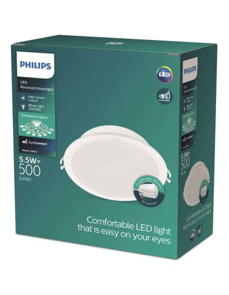 Downlight LED empotrable redondo MESON 5,5W 3000K/4000K/6500K 500/550Lm blanco, Ø90mm - corte Ø80mm