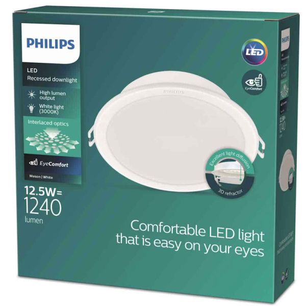 Downlight LED empotrable MESON redondo 12,5W blanco, 3000K 1240Lm, Ø140mm - corte Ø125mm