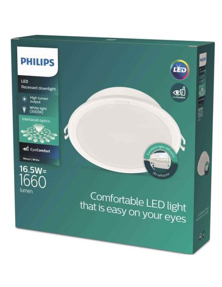 Downlight LED empotrable MESON 16,5W 3000K 1600Lm blanco, Ø165mm - corte Ø150mm