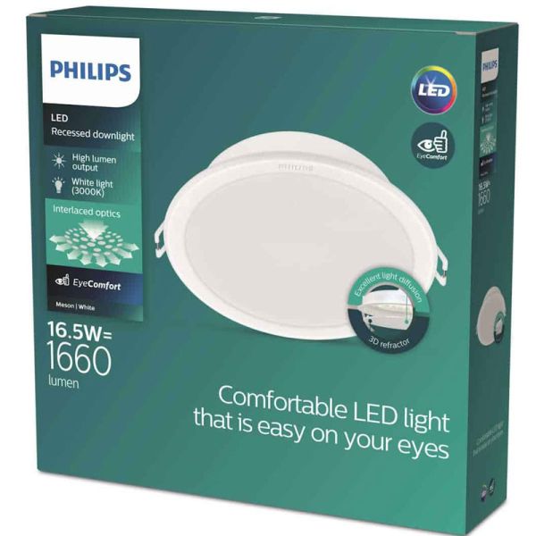 Downlight LED empotrable MESON 16,5W 3000K 1600Lm blanco, Ø165mm - corte Ø150mm