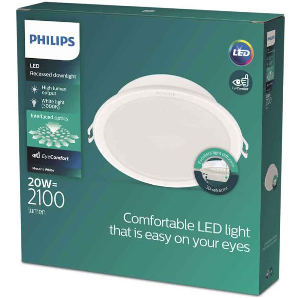 Downlight LED empotrable MESON 20W 5,5W 3000K/ 2100Lm blanco, Ø190mm - corte Ø175mm