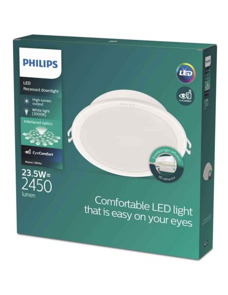Downlight LED empotrable redondo MESON 23,3W 3000K 2450Lm blanco, Ø215mm - corte Ø200mm
