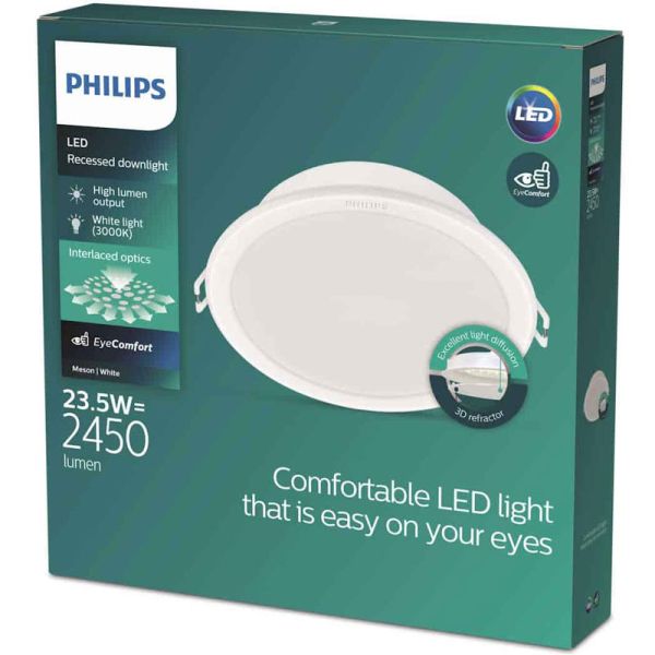 Downlight LED empotrable redondo MESON 23,3W 3000K 2450Lm blanco, Ø215mm - corte Ø200mm