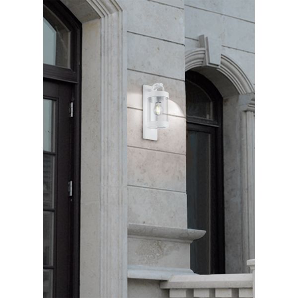 Aplique exterior blanco SAMBESI encendido automático E27 IP44 instalado