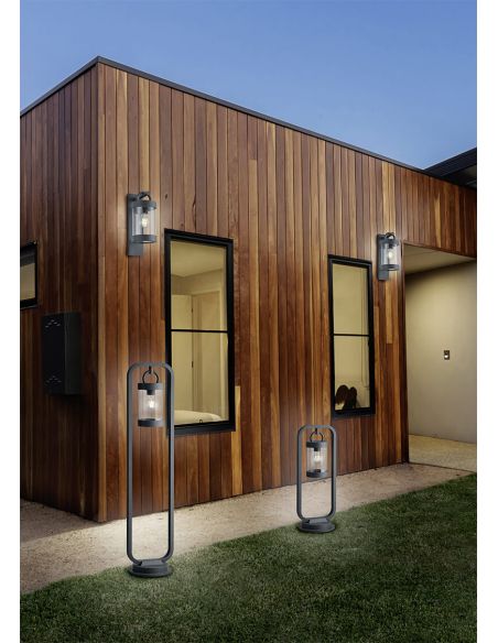 Luminária de parede externa SAMBESI antracite com sensor crepuscular E27 IP44