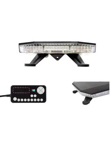 Barra LED de advertencia ámbar 360º 30” con mando homologada ECE R65 TA2 12/24V